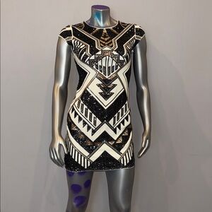 Express Black and White Sequin Mini Dress